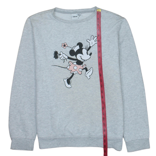 Disney Womens Grey Minnie Mouse Sweatshirt M Crew Neck Pullover