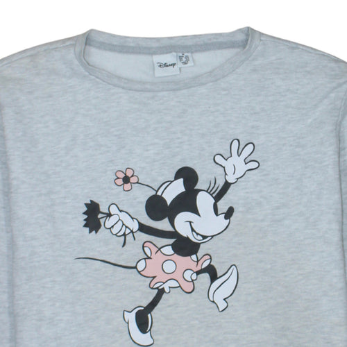 Disney Womens Grey Minnie Mouse Sweatshirt M Crew Neck Pullover