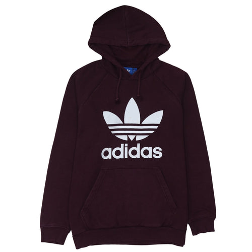Adidas Men's Brown Pullover Hoodie L Regular Fit Graphic Logo Sweatshirt