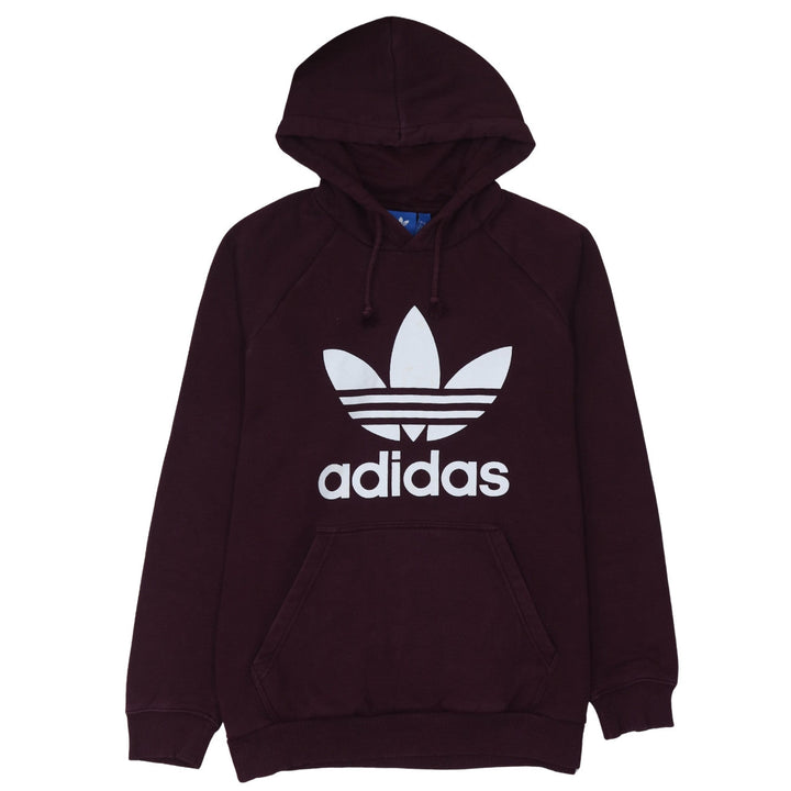 Adidas Men's Brown Pullover Hoodie L Regular Fit Graphic Logo Sweatshirt