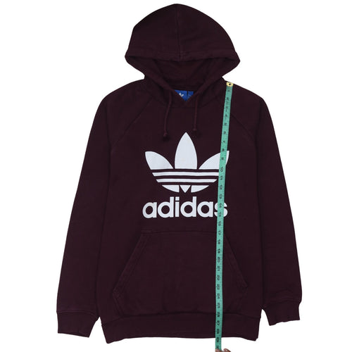 Adidas Men's Brown Pullover Hoodie L Regular Fit Graphic Logo Sweatshirt