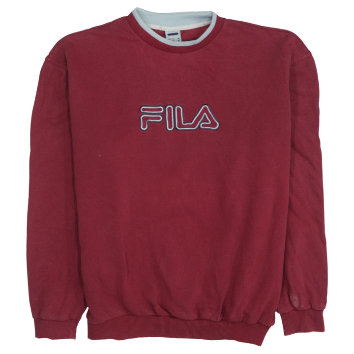 Fila Men's Red Embroidered Logo Crew Neck Sweatshirt Size M