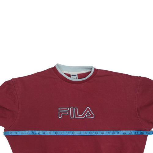 Fila Men's Red Embroidered Logo Crew Neck Sweatshirt Size M