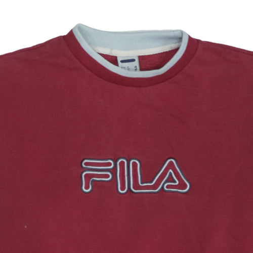 Fila Men's Red Embroidered Logo Crew Neck Sweatshirt Size M