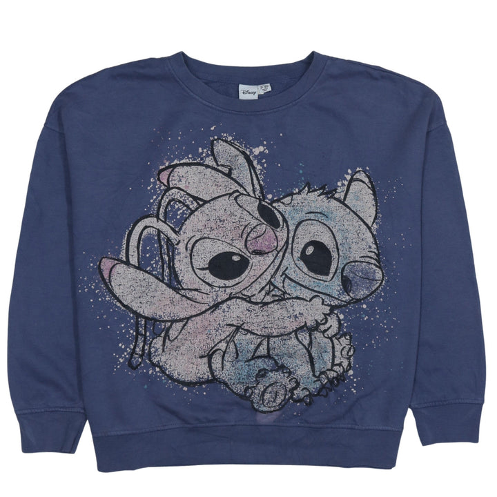 Disney Womens Blue Stitch Sweatshirt XL Lilo & Stitch Graphic Pullover