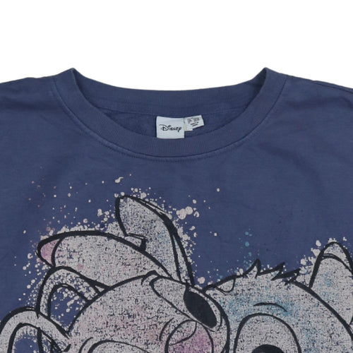 Disney Womens Blue Stitch Sweatshirt XL Lilo & Stitch Graphic Pullover