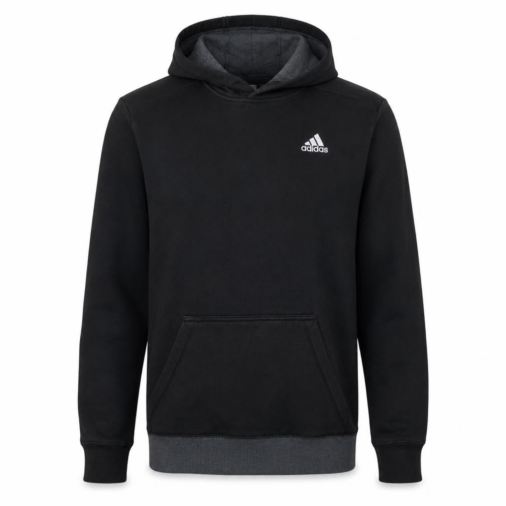 Front view of Adidas Men's Black Pullover Hoodie Small Regular Fit Sportswear