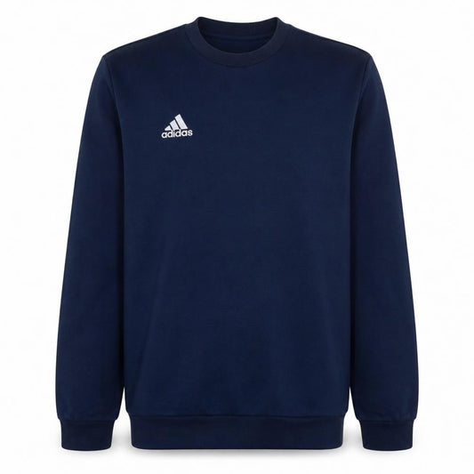 Front view of Adidas Men's Blue Crew Neck Pullover Sweatshirt, size S