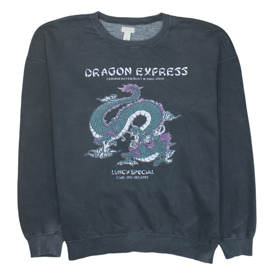 Pull & Bear Women's Black Dragon Graphic Sweatshirt S