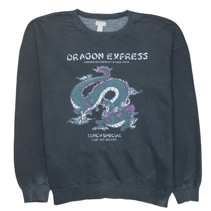 Pull & Bear Women's Black Dragon Graphic Sweatshirt S