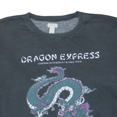Pull & Bear Women's Black Dragon Graphic Sweatshirt S