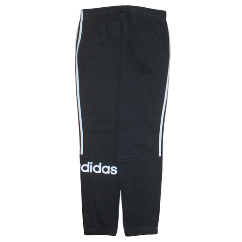 Adidas Mens Black Track Pants M Elastic Waist Tapered Sports Trousers