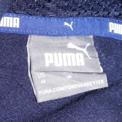 Puma Men's Blue Pullover Hoodie Size M Logo Sportswear Sweatshirt