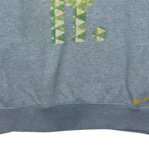 Nike Men's Grey Pullover Hoodie L Graphic Print Just Do It Sports