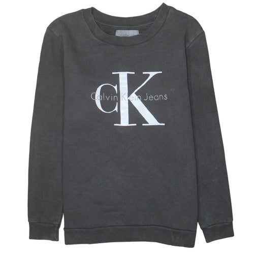 Calvin Klein Jeans Men's Black Logo Sweatshirt L Crew Neck Fleece