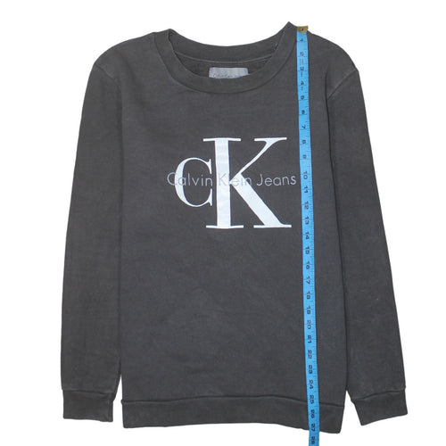 Calvin Klein Jeans Men's Black Logo Sweatshirt L Crew Neck Fleece