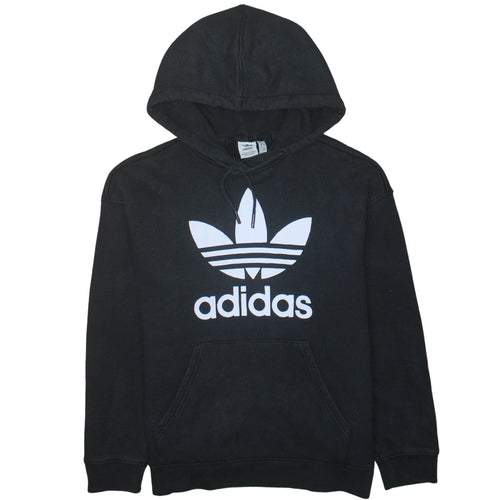 Adidas Womens Black Medium Pullover Hoodie with Logo Print