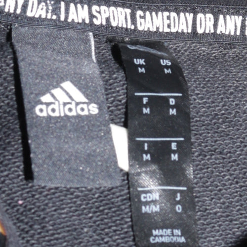 adidas Men's Black Pullover Hoodie Medium Graphic Sportswear