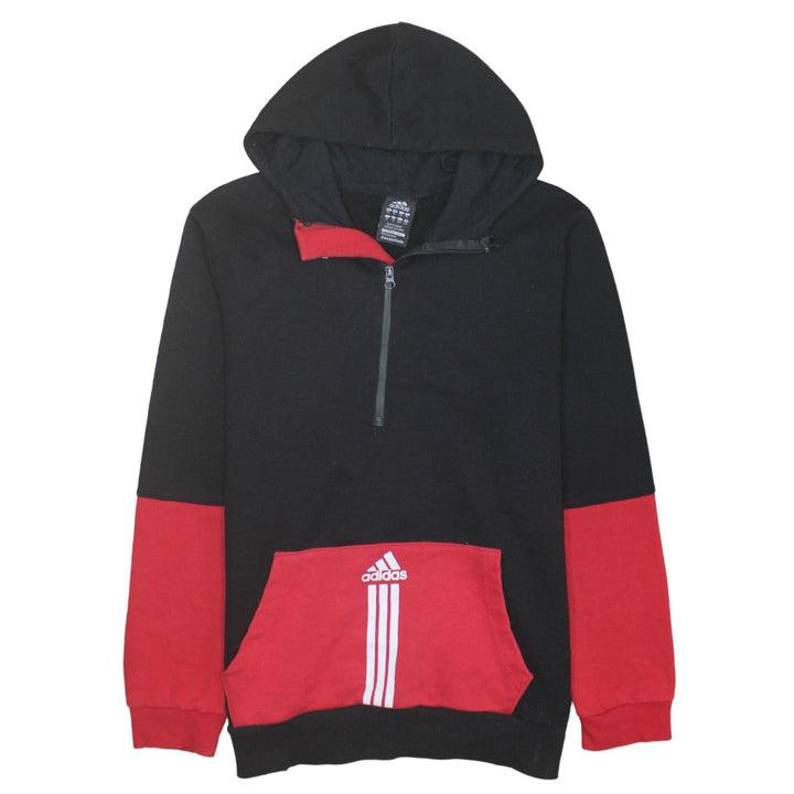 adidas Men's Black & Red XL 1/2 Zip Hoodie Sweatshirt Essentials