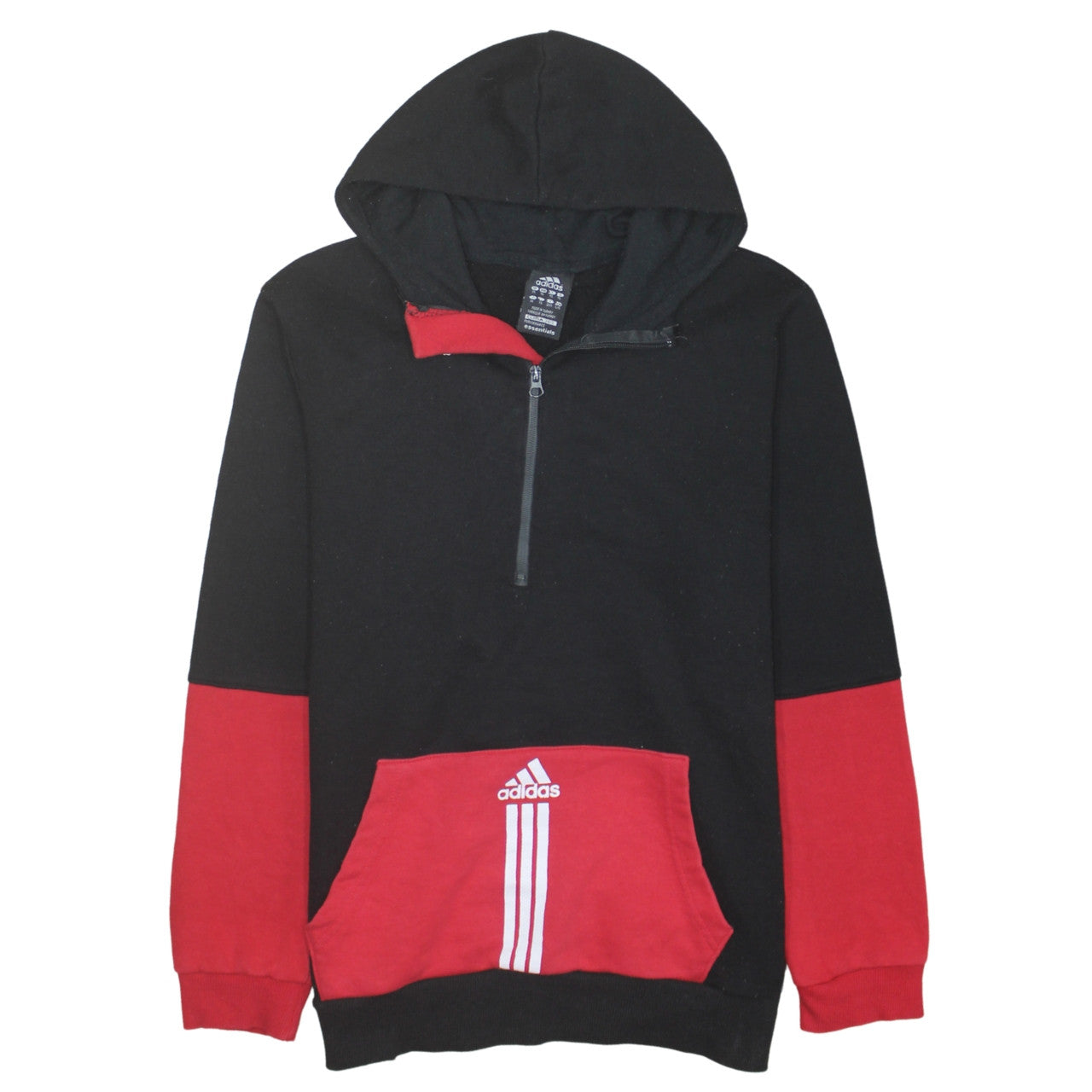 adidas Men's Black & Red XL 1/2 Zip Hoodie Sweatshirt Essentials