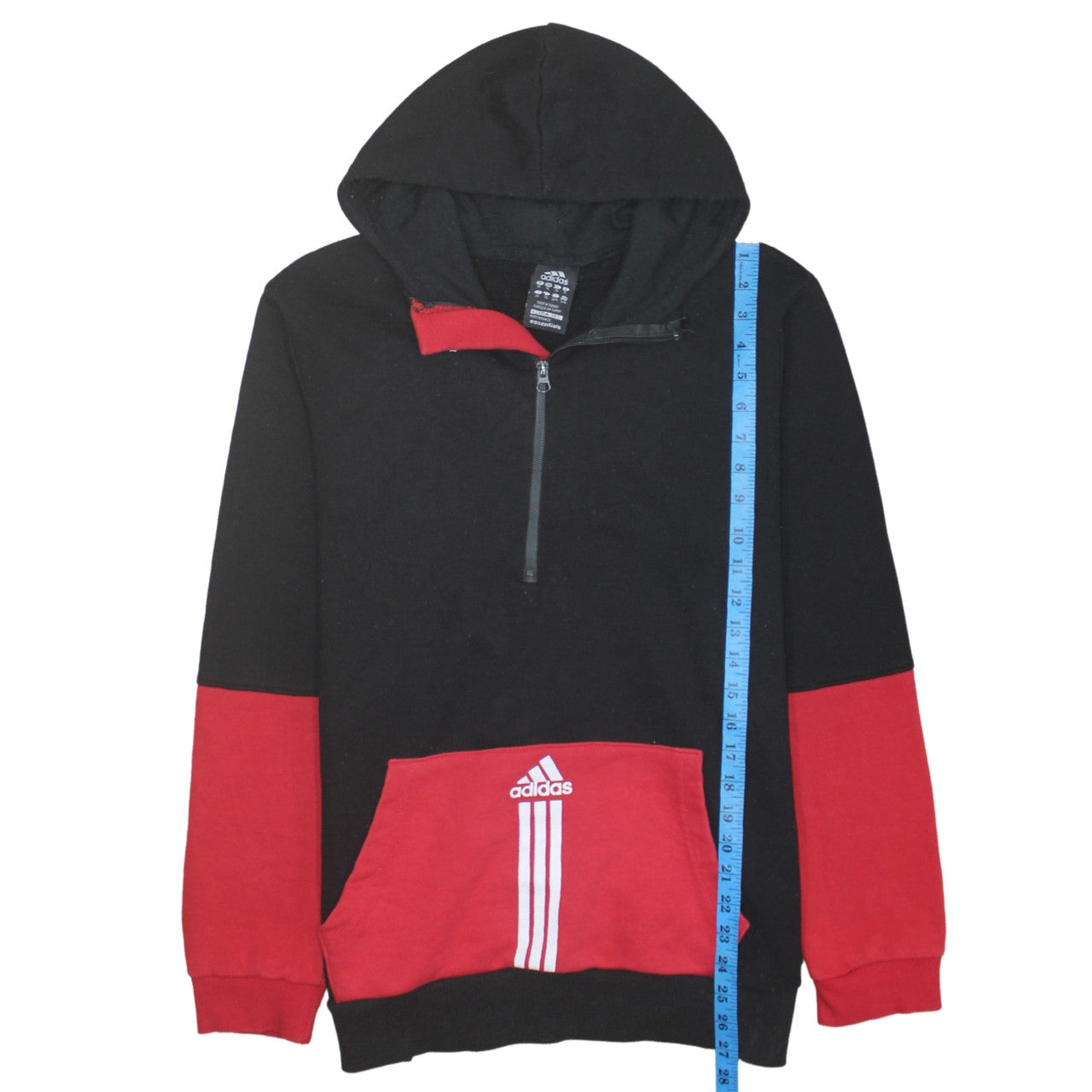 adidas Men's Black & Red XL 1/2 Zip Hoodie Sweatshirt Essentials