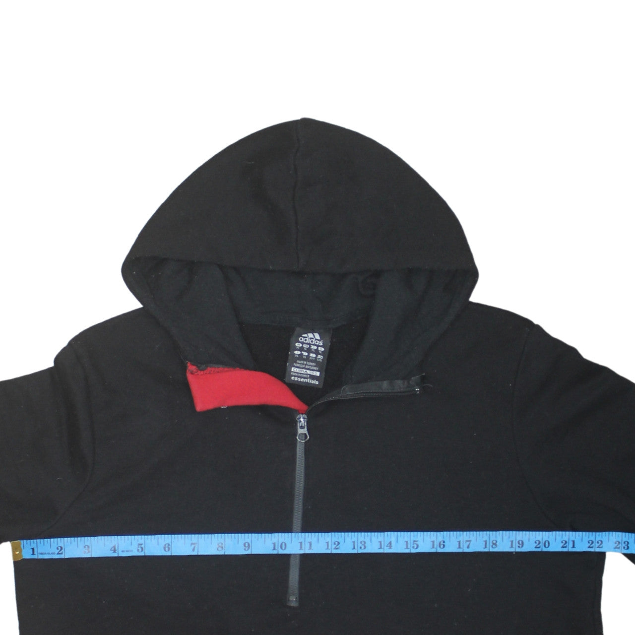 adidas Men's Black & Red XL 1/2 Zip Hoodie Sweatshirt Essentials