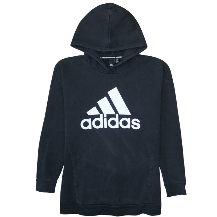 Adidas Womens Black XS Pullover Hoodie with Logo Print