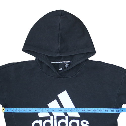 Adidas Womens Black XS Pullover Hoodie with Logo Print