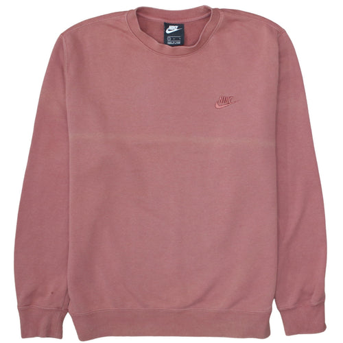 Nike Men's Pink Crew Neck Pullover Sweatshirt L Embroidered Logo