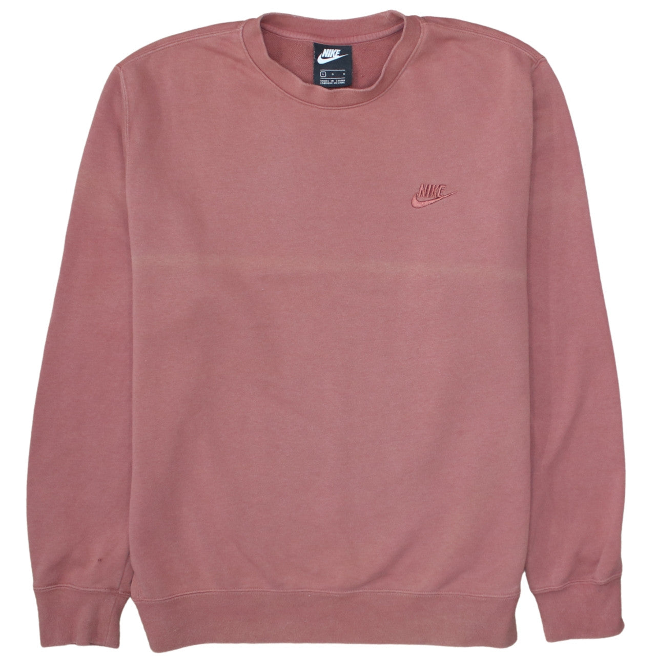 Nike Men's Pink Crew Neck Pullover Sweatshirt L Embroidered Logo