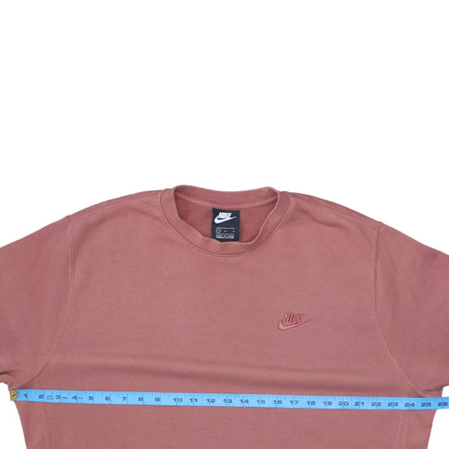 Nike Men's Pink Crew Neck Pullover Sweatshirt L Embroidered Logo