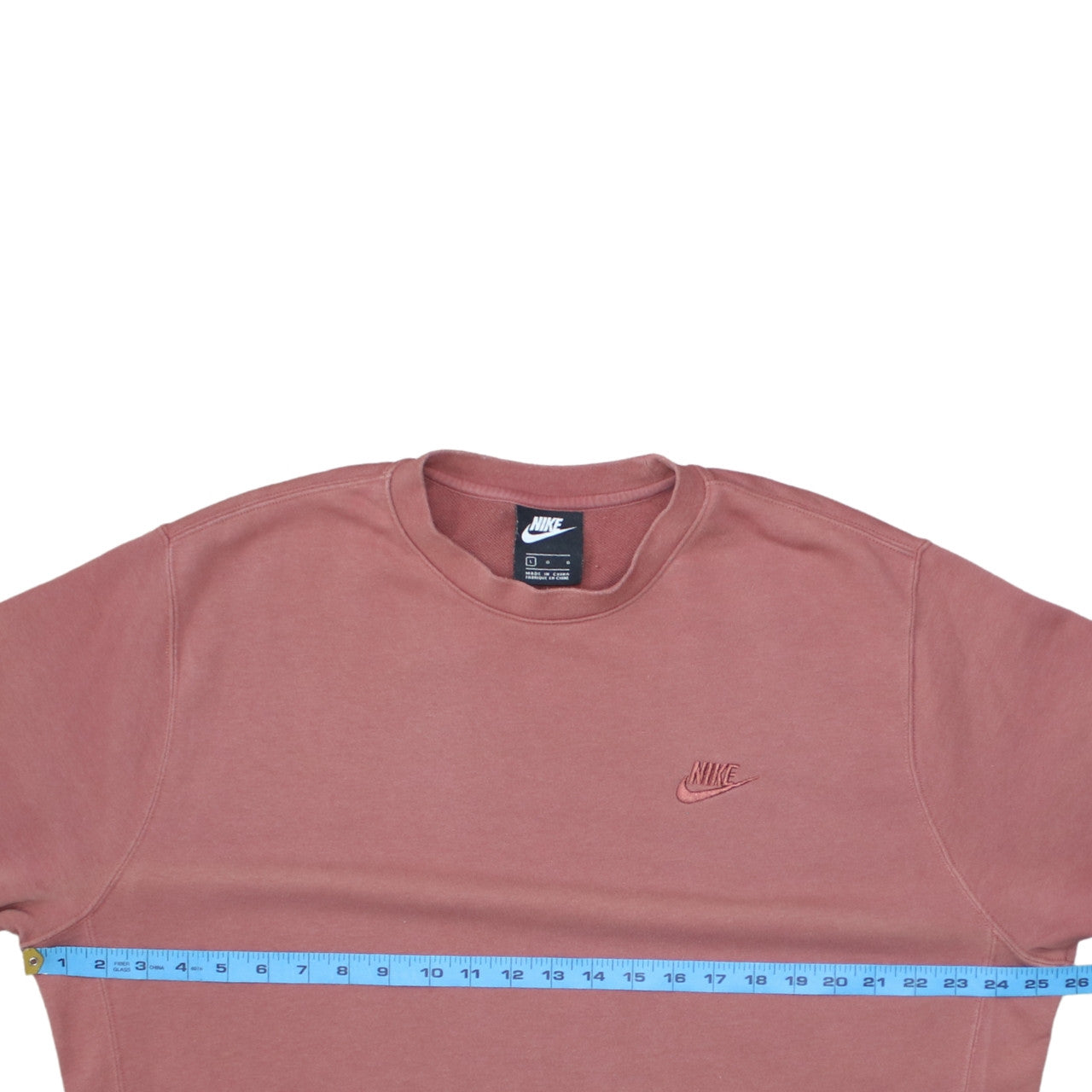 Nike Men's Pink Crew Neck Pullover Sweatshirt L Embroidered Logo