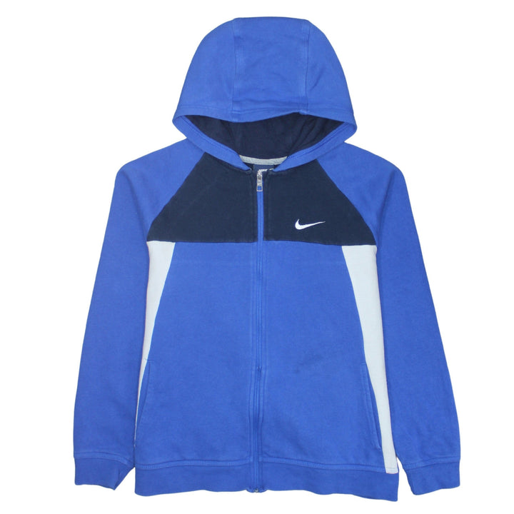 Nike Boys Blue Colourblock Full Zip Hoodie XL 13-15 Years Cotton Blend