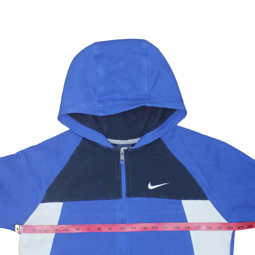 Nike Boys Blue Colourblock Full Zip Hoodie XL 13-15 Years Cotton Blend