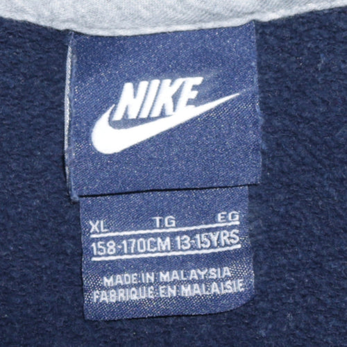 Nike Boys Blue Colourblock Full Zip Hoodie XL 13-15 Years Cotton Blend
