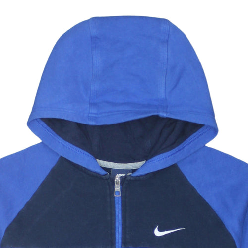 Nike Boys Blue Colourblock Full Zip Hoodie XL 13-15 Years Cotton Blend
