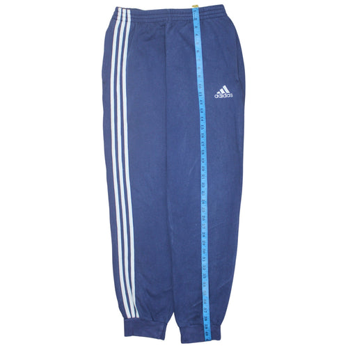 Adidas Men's Blue Track Pants S Regular Fit Cotton Blend Activewear