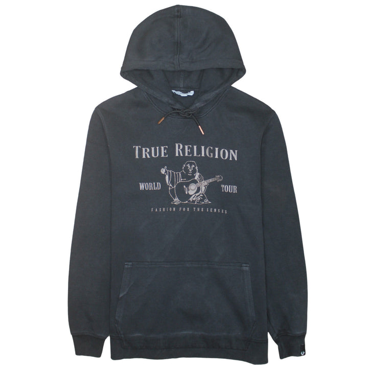 True Religion Men's Black L Pullover Hoodie Graphic Print Fleece