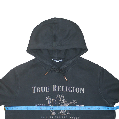 True Religion Men's Black L Pullover Hoodie Graphic Print Fleece