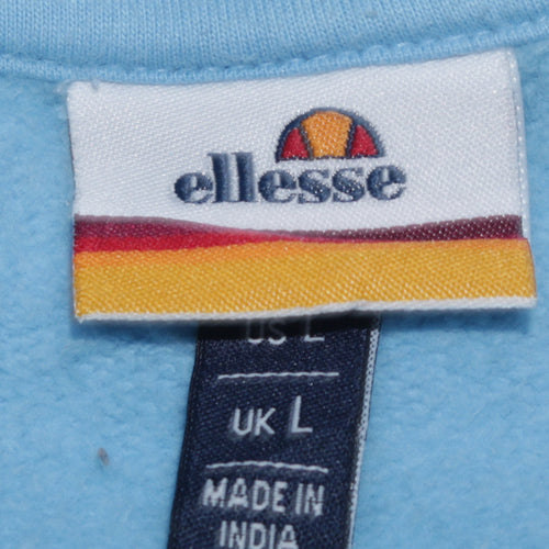 Ellesse Mens Blue Logo Pullover Sweatshirt Size L Crew Neck