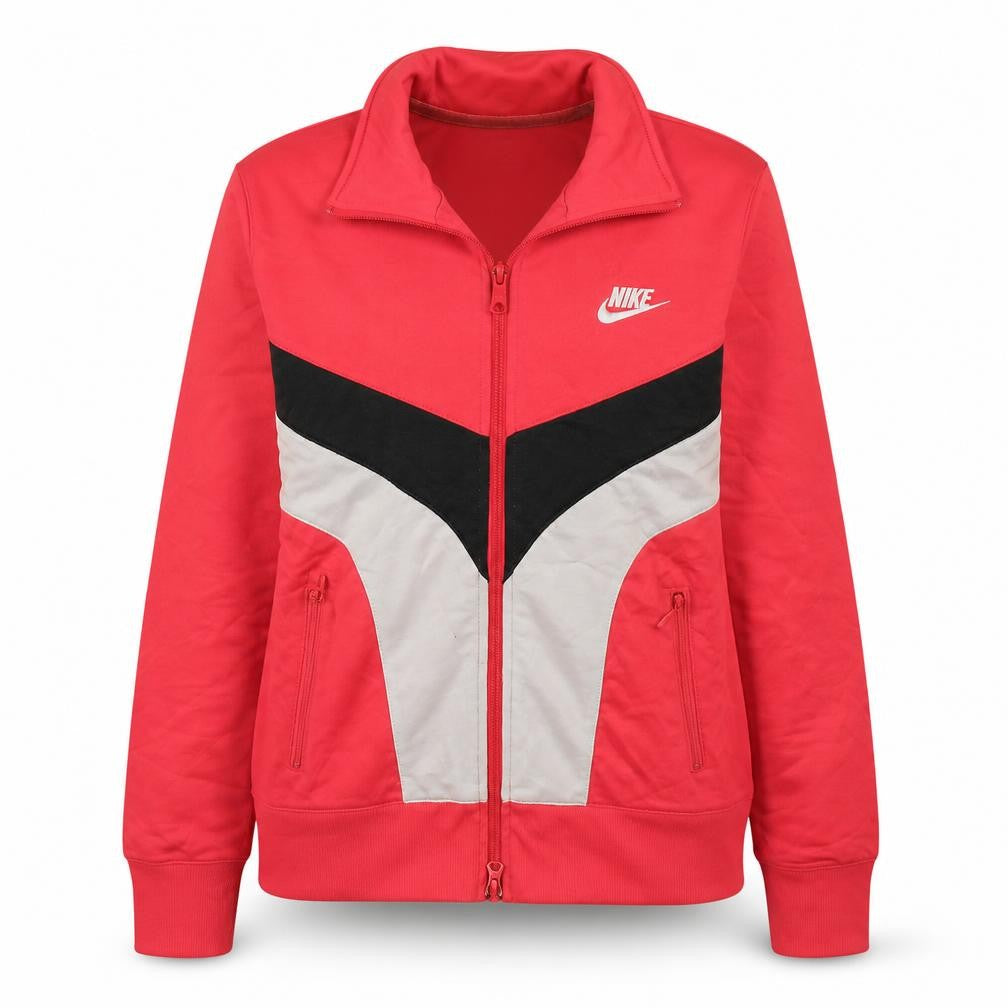 Front view of Nike Women’s Pink Full Zip Sweatshirt Jacket, size UK 8/10, Colourblock