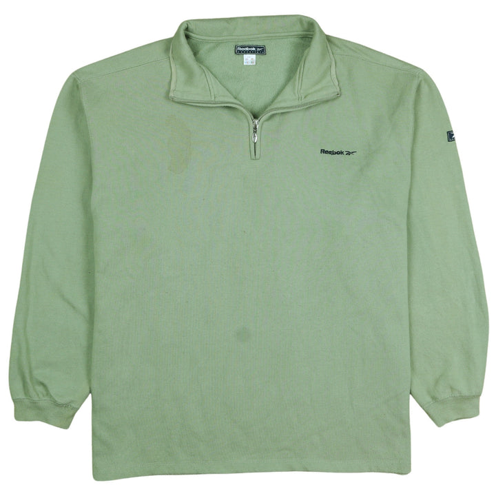 Reebok Men's Green L 1/4 Zip Fleece Pullover Sweatshirt