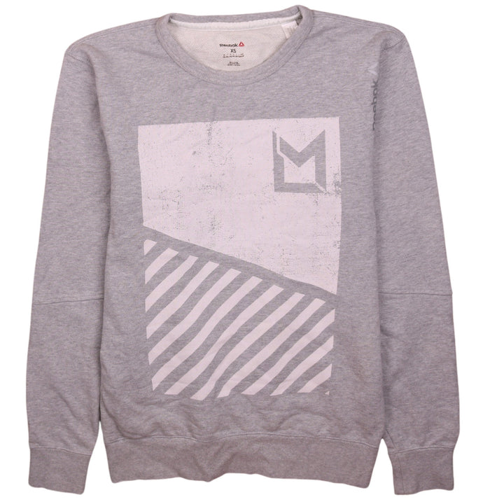 Reebok Men's Grey Graphic Print Crew Neck Sweatshirt XS