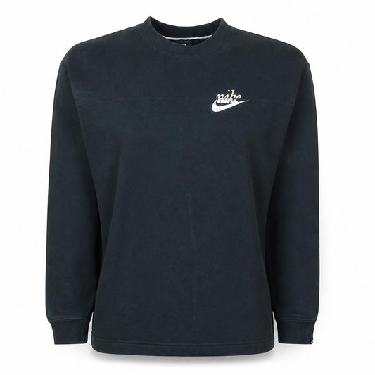 Front view of Nike women’s black s pullover sweatshirt logo cotton blend