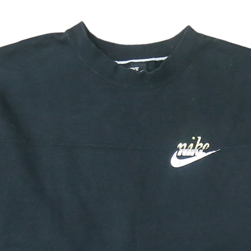 Nike Womens Black S Pullover Sweatshirt Logo Cotton Blend