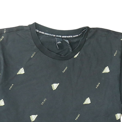 Adidas Men's Black Logo Graphic Print Cotton T-Shirt Size L