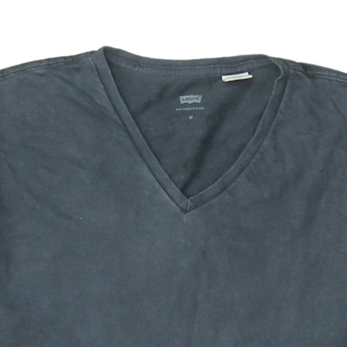 Levi's Men's Black V-Neck Regular Fit Cotton T-Shirt Size M