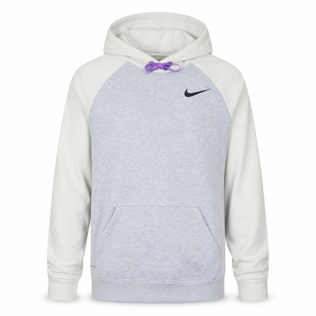 Front view of Nike Men's Grey Dri-FIT Pullover Hoodie M Regular Fit Sportswear