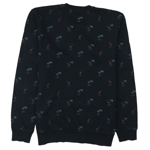 Vans Men’s Black Tropical Flamingo Print Cotton Crew Neck Sweatshirt L