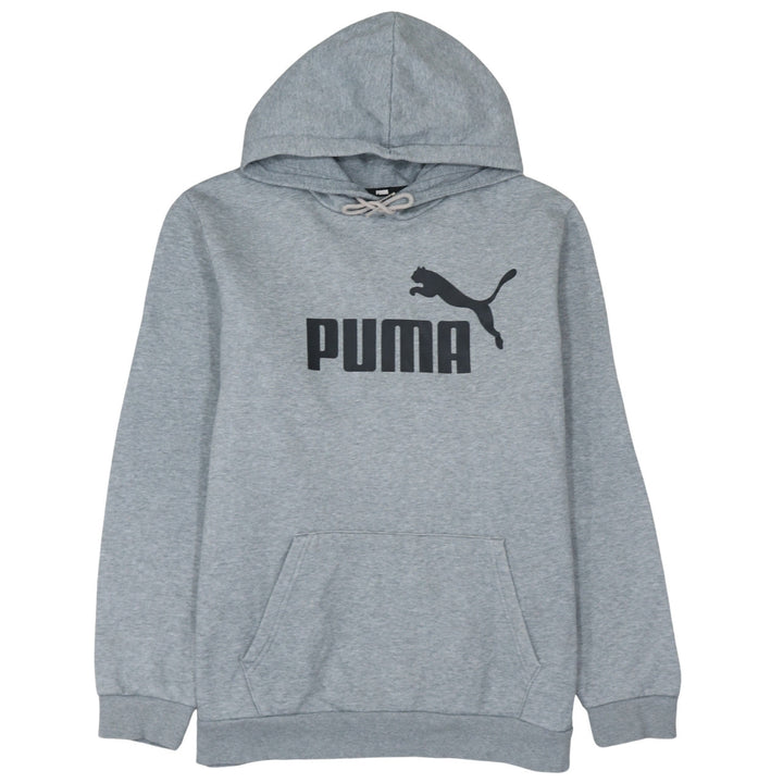 Puma Men's Grey Pullover Hoodie L Graphic Logo Fleece Sweatshirt